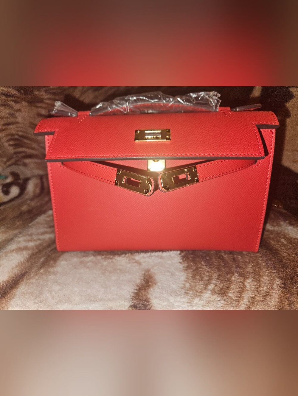 Red Structured Top-Handle Women's Bag